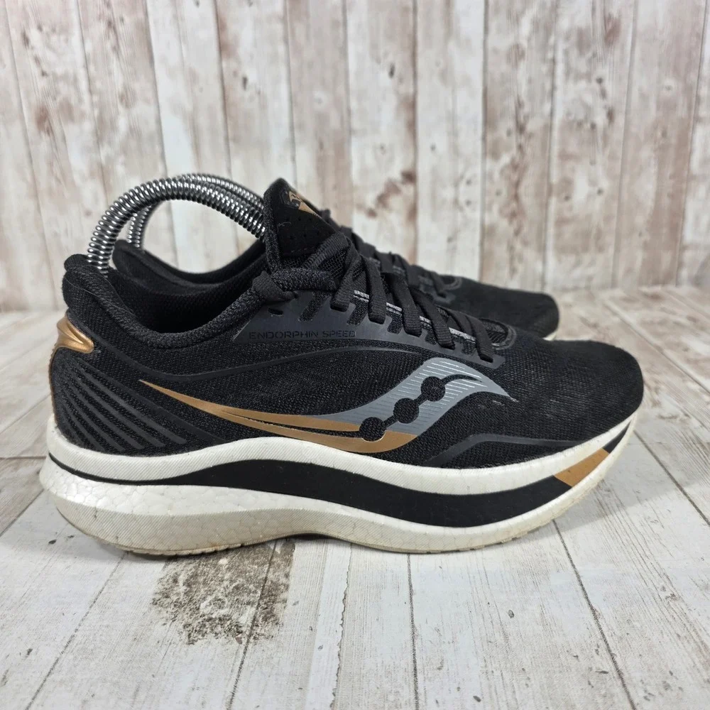 Saucony Endorphin Speed Womens Running Shoes Black Gold S10597-40 Size 7